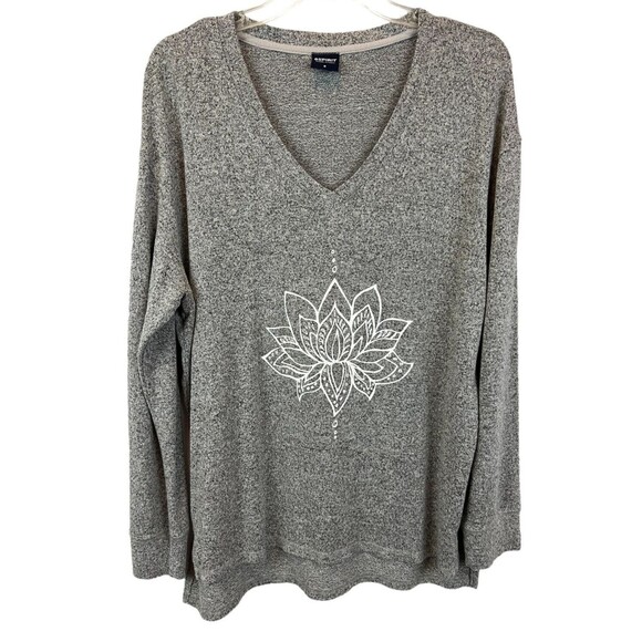 Spirit Sweater  Women's S  Gray Super Soft Oversized Lotus Pullover V-Neck Top - Picture 1 of 5